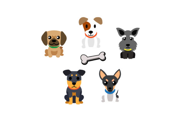 Animals Dogs Cute Illustrations Set: Graphics for Sellers
