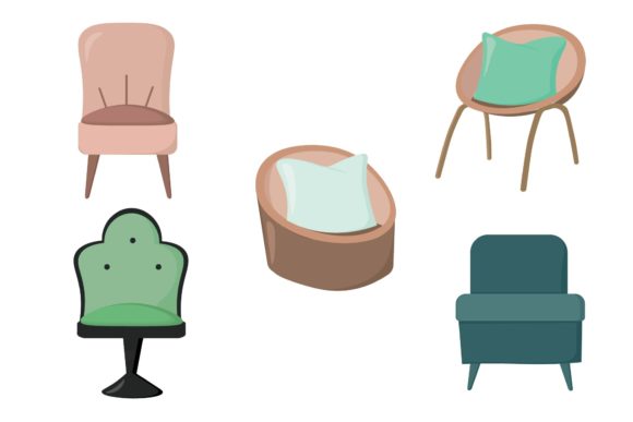 Armless Patio Chair Illustrations & Graphics Set