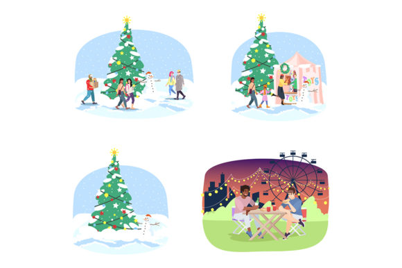 Fun Fair Flat Vector Illustrations Set for Graphics & Illustrations