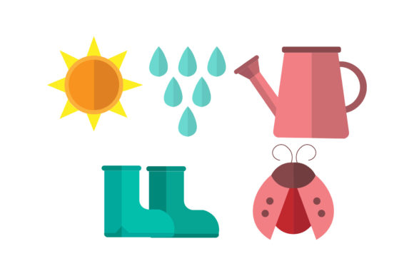 Gardening Flat Design Illustrations Set: Graphics & Design