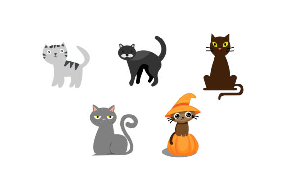 Halloween Cat Cute Illustrations Set: Graphics for Sellers