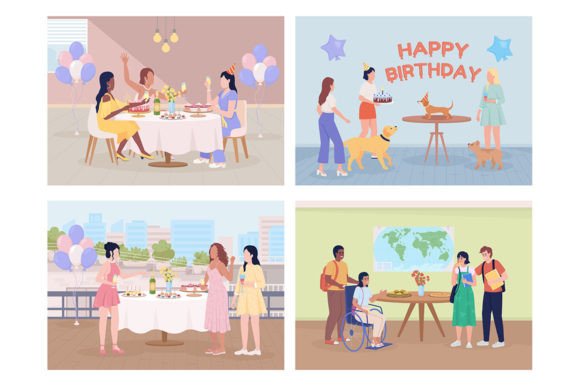 Holiday Celebration Illustrations Set for Crafters
