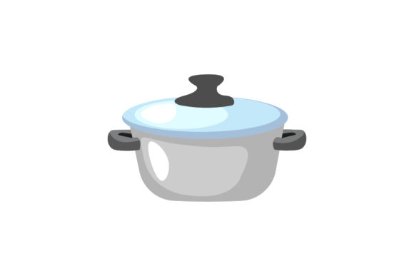 Kitchen Pan Blue Color Illustrations Graphics for Crafters