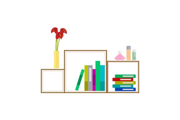 Living Room Shelf Illustrations Vector Graphics for Commercial Creators