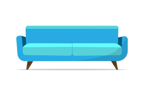 Living Room Sofa Blue Illustrations & Graphics