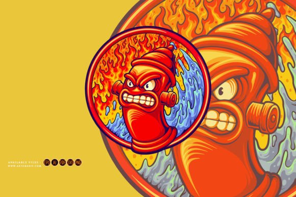 Scary Fire Hydrant Cartoon Illustrations Design Review