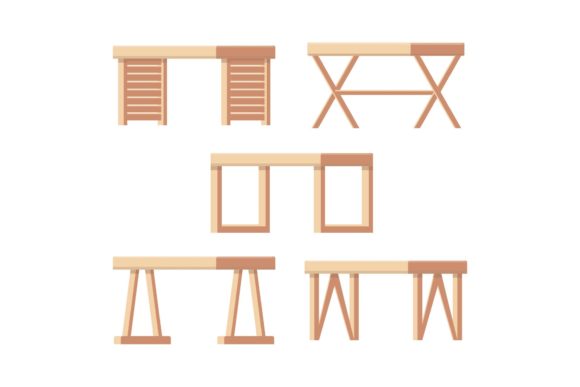 Terrace Wooden Table: Illustrations & Graphics Set