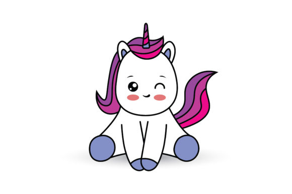 Unicorn Kawaii Vector Illustrations: Graphics & Design